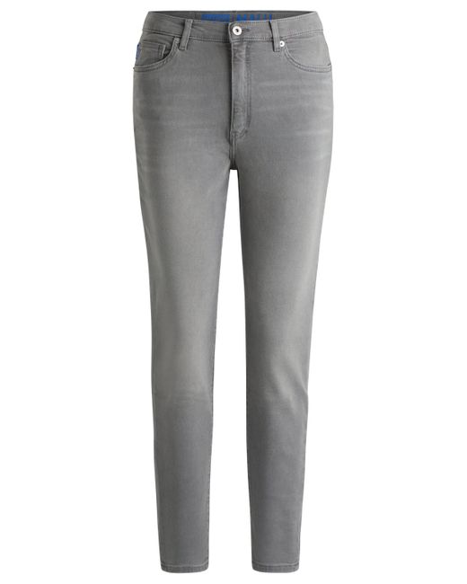 HUGO Gray Skinny-fit Jeans In Dark-grey Stretch Denim