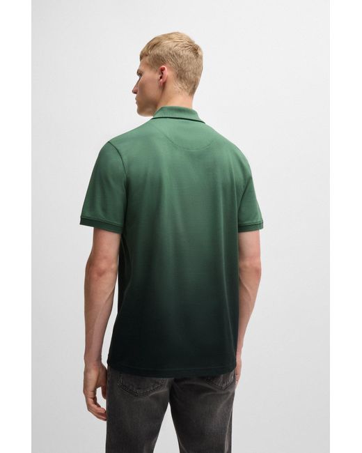 Boss Green Cotton-piqué Polo Shirt With Dip-dye Finish for men