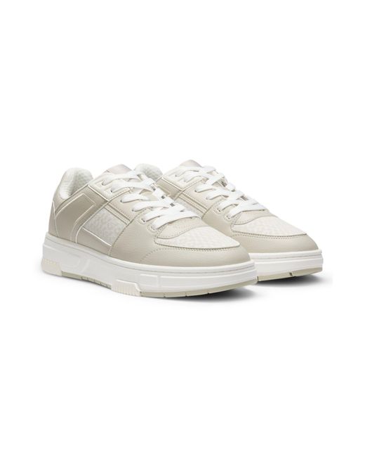 Baskets En Similicuir Avec Détail Monogrammé HUGO pour homme en coloris White