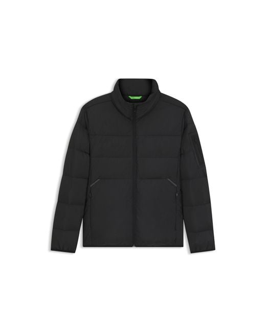 Boss Black Water-Repellent Down Jacket With Sleeve Pocket for men