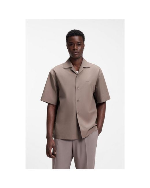 HUGO Brown Oversized-Fit Shirt for men