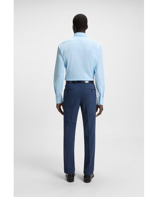 Boss Regular-Fit Overhemd Van Popeline Van Gemakkelijk Te Strijken Katoen in het Blue voor heren