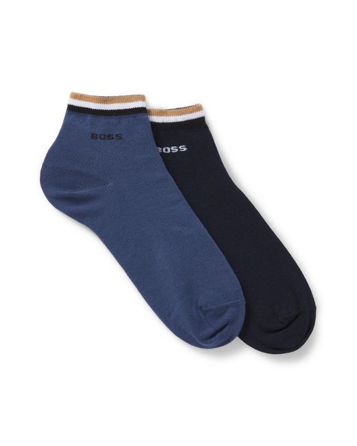 Boss Kurze Socken Mit Signature-Streifen An Den Bündchen Im Zweier-Pack in Blue für Herren