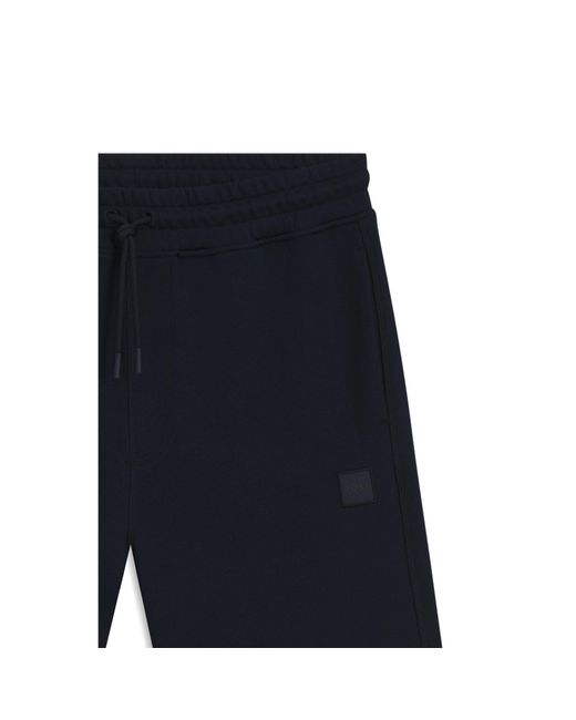 Boss Blue Cotton-Terry Shorts With Logo Patch for men