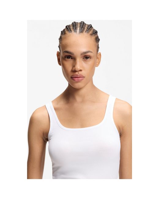 HUGO White Two-pack Of Stretch-cotton Vests With Vertical Logos
