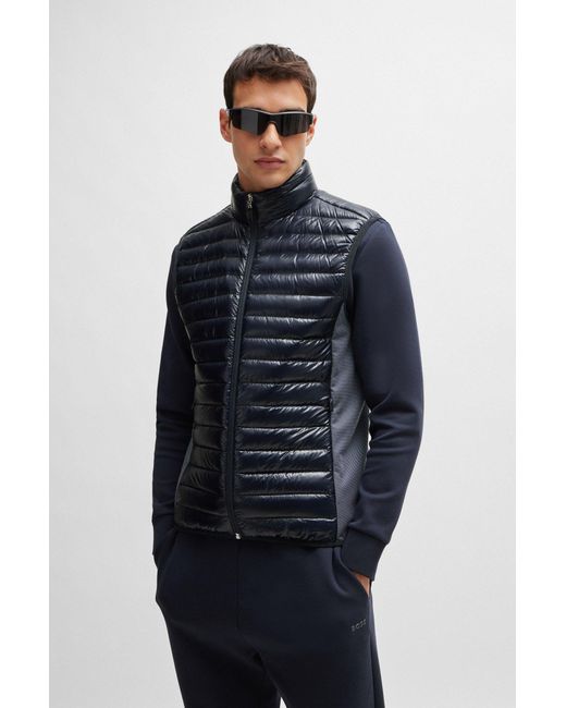 Boss Blue Lightweight Water-repellent Gilet With Down Filling for men