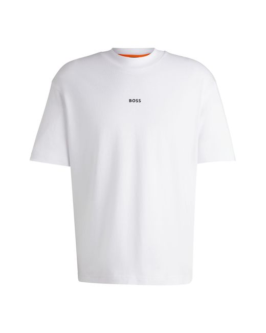 Boss White Relaxed-fit T-shirt In Cotton With Logo Artwork for men