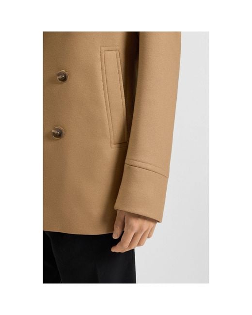 Boss Brown Slim-Fit Double-Breasted Short Coat for men