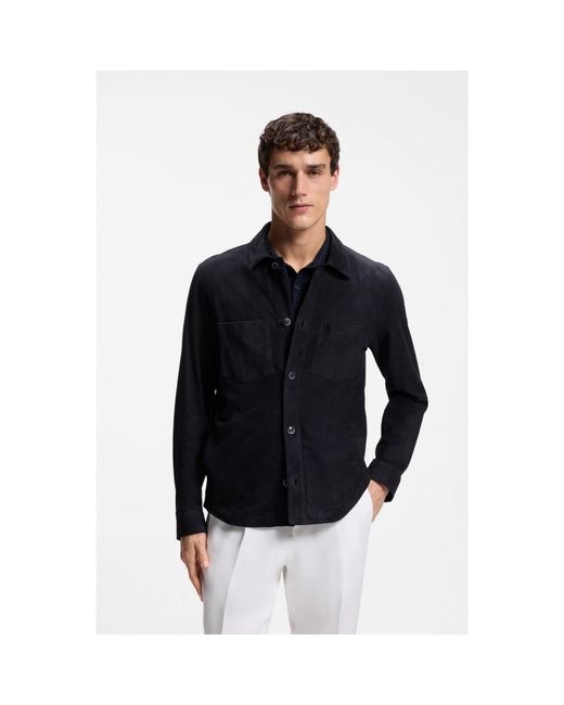Boss Blue Metis Suede Shirt With Nappalan Inner for men