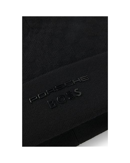 Boss Black Porsche X Beanie Hat With Pasha Check for men