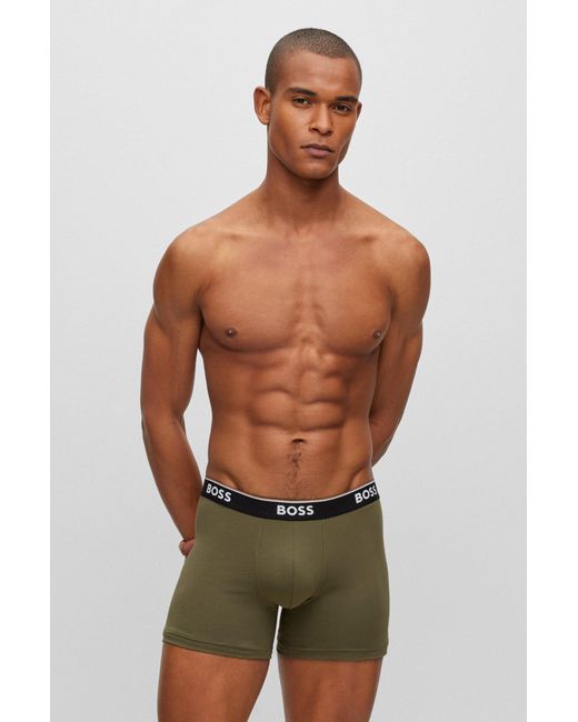 BOSS by HUGO BOSS Three-pack Of Stretch-cotton Boxer Briefs With Logos in  Green for Men | Lyst Australia