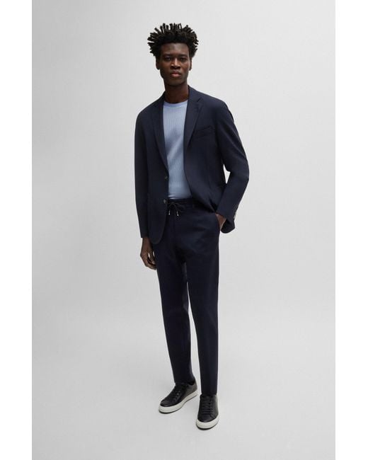 Boss Blue Slim-fit Trousers In Stretch Jersey for men