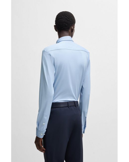 Boss Slim-Fit Hemd Aus Funktionalem Stretch-Gewebe Mit Struktur in Blue für Herren