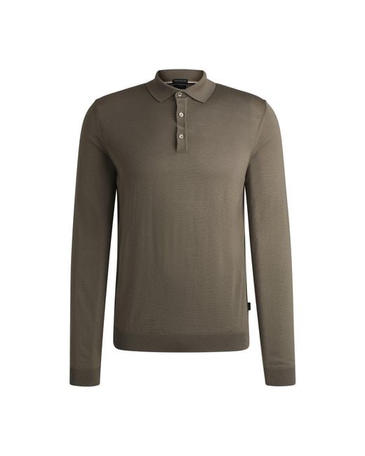 Boss Gray Slim-Fit Knit Polo for men