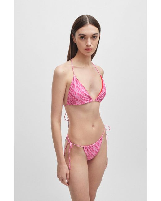 HUGO Bikinitop Met Driehoekige Cups En Herhaalde Logoprint in het Pink