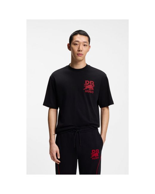 HUGO Black X Rb Relaxed-Fit T-Shirt With Bull Motif for men