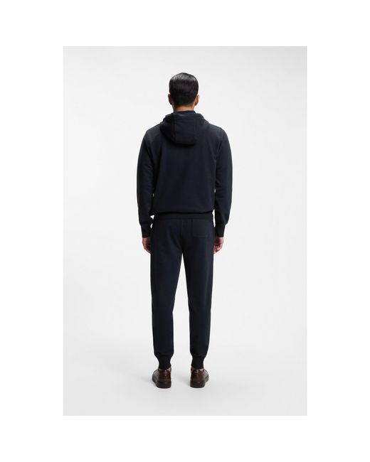Boss Blue Wool-Blend Hoodie With Premium Alcantara Details for men