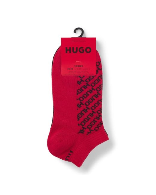 HUGO Red Three-Pack Of Ankle Socks With Logo Details