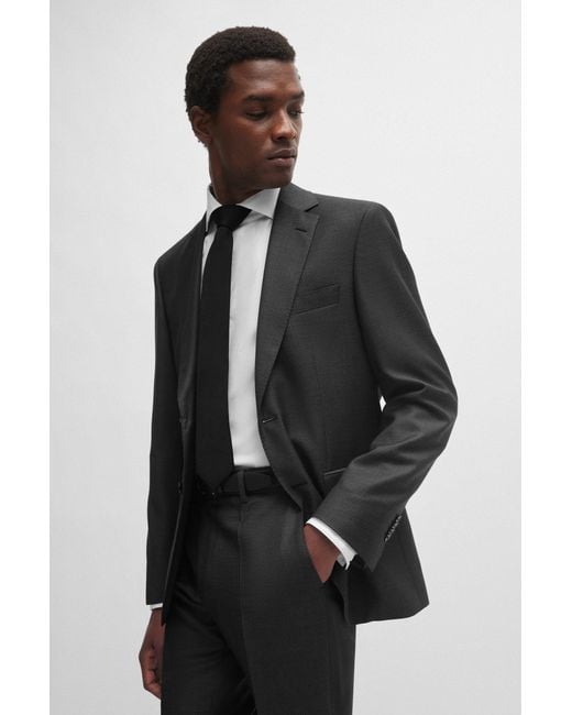 Boss Black Regular-fit Suit In Micro-patterned Wool for men