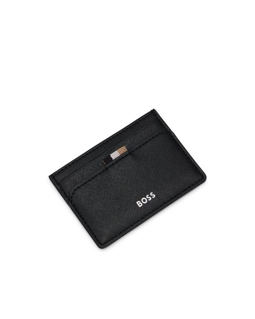 Boss Black Card Holder With Signature Stripe And Logo Detail for men