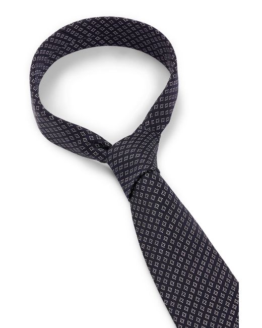 Boss White Micro-patterned Tie In Silk Jacquard for men
