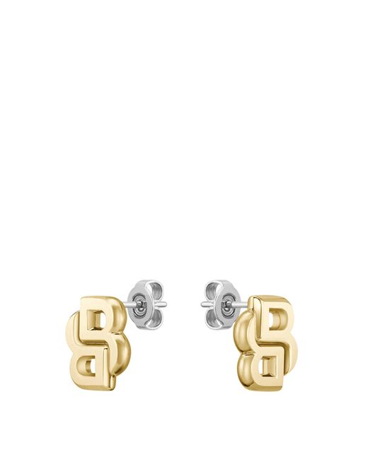 Boss Metallic Goldfarbene Ohrringe Mit Double-B-Monogramm