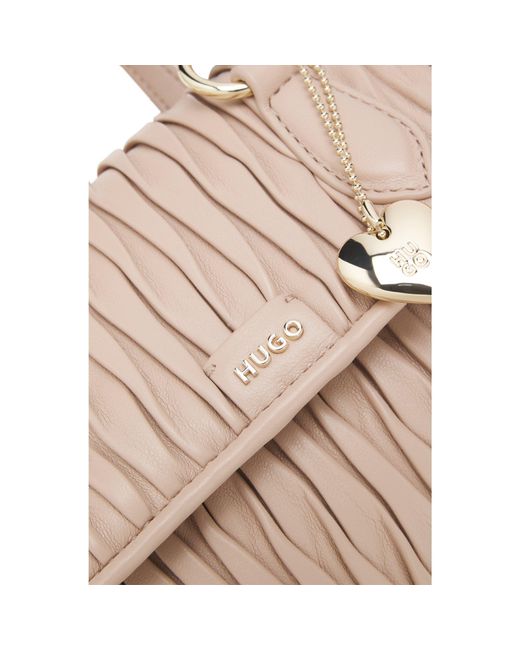 HUGO Pink Faux-Leather Handbag With Heart Charm