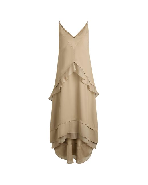 Boss White Layered Satin Dress With Silk Inserts