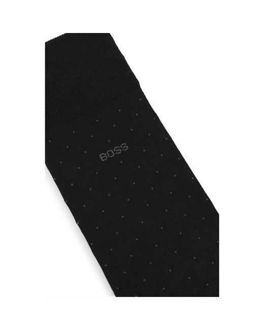 Boss Regular-length Socks In A Mercerized-cotton Blend- Black Men's Business Socks Size 7-13 for men