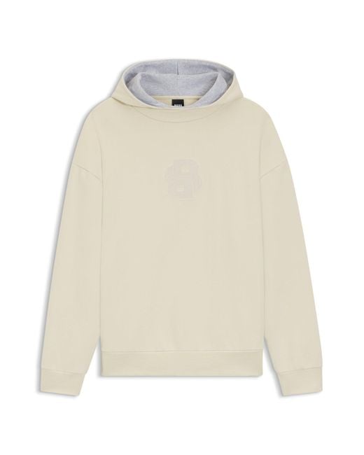 Boss Hoodie Van Zacht Katoen Met Double B-Monogram in het Natural voor heren
