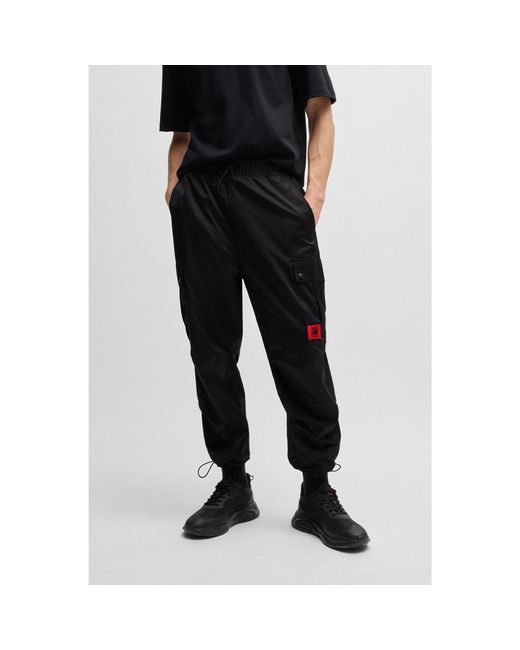 HUGO Black X Rb Regular-Fit Cargo Trousers With Signature Bull Motif for men