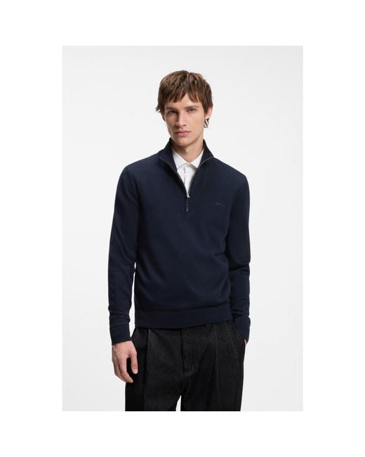HUGO Blue Quarter-Zip Sweater for men