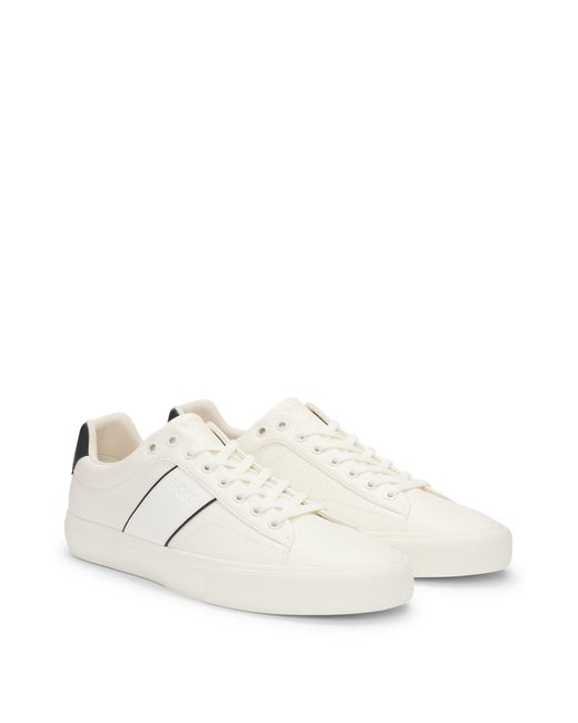Boss White Faux-leather Trainers With Plain And Grained Textures for men