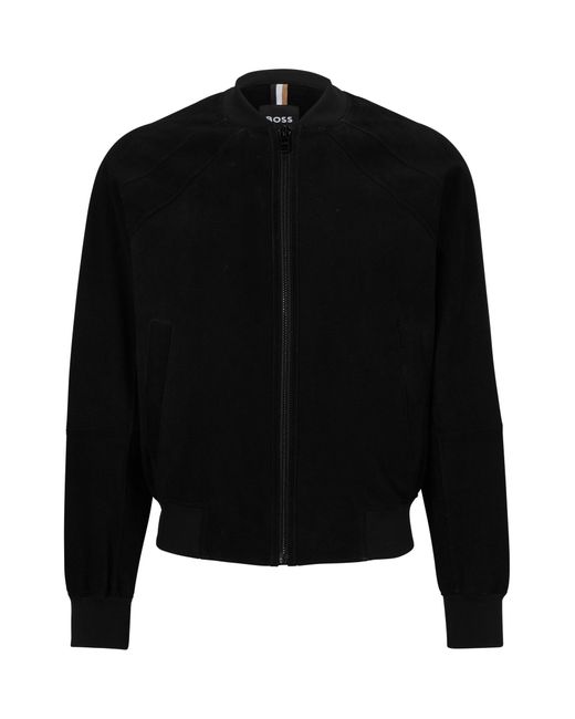 BOSS by HUGO BOSS Goat-suede Perforated Jacket Bonded With Jersey in ...