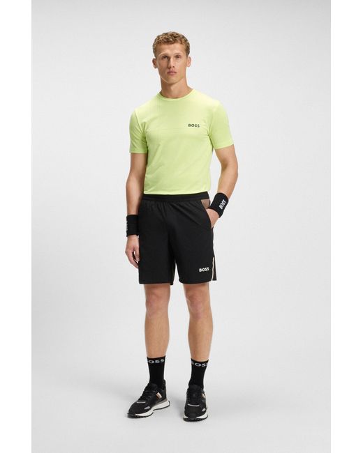 Boss Slim-Fit Actief T-Shirt Van Stretchjersey Met Vochtbeheersing in het Yellow voor heren