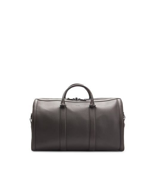 Boss Gray X Aston Martin Nappa-Leather Holdall With Special Logo for men