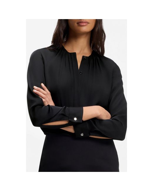 Boss Black Collarless Regular-Fit Blouse