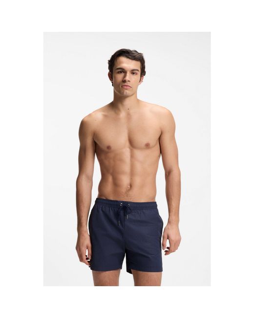 Boss Blue Swim Shorts With All-Over Monogram Print for men
