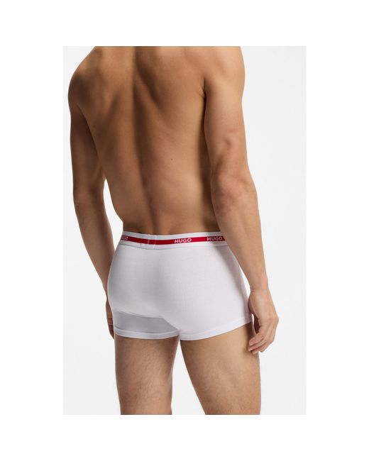 HUGO Natural Three-Pack Of Stretch-Cotton Trunks With Logo Waistbands for men