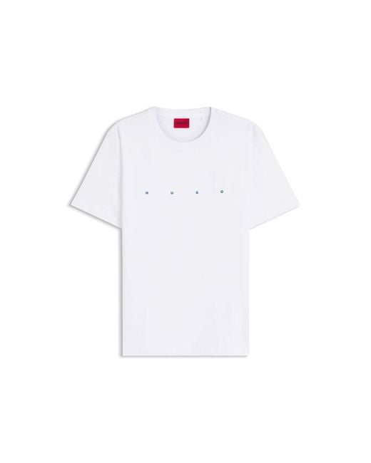 HUGO White Cotton-Jersey T-Shirt With Logo Detail for men