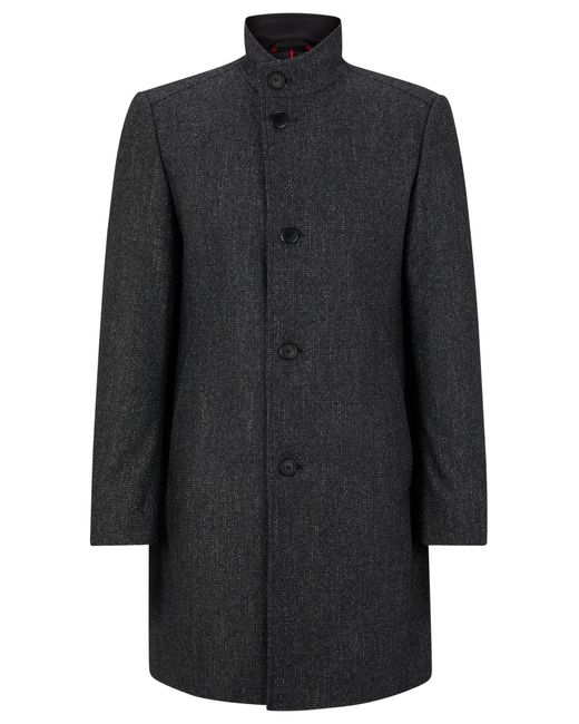 BOSS by HUGO BOSS Regularfit Coat In A Wool Blend in Black for Men