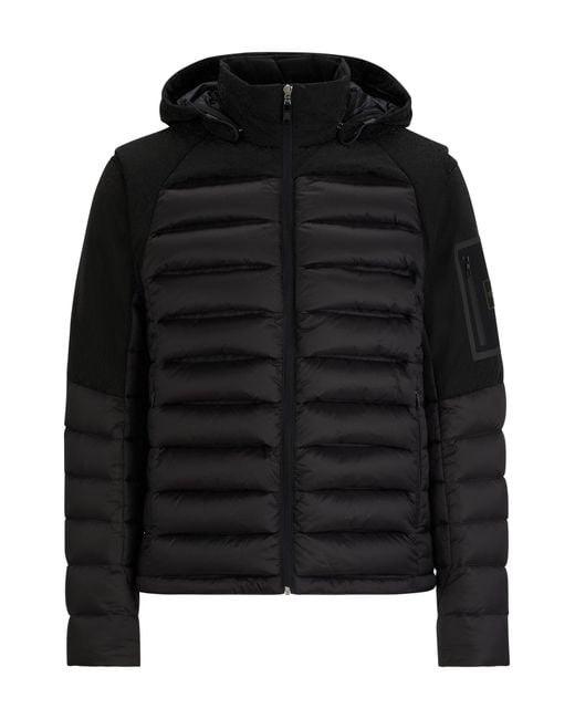 Boss Black Water-repellent Jacket With Detachable Sleeves And Hood for men