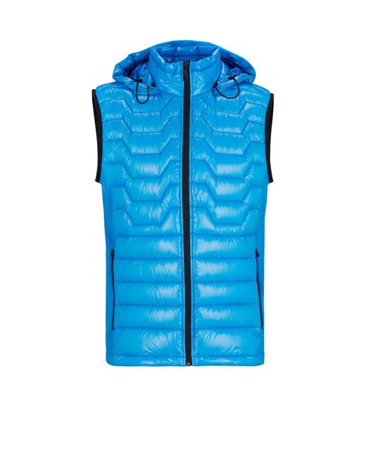 Boss Blue Water-repellent Regular-fit Gilet With Signature Quilting for men