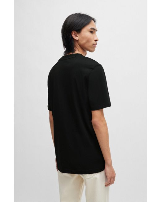 HUGO Regular-fit T-shirt Van Katoenen Jersey Met Sportief Logo in het Black voor heren