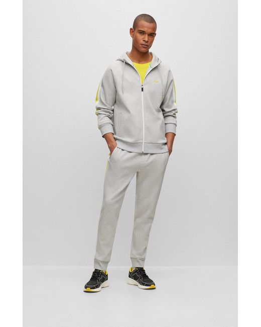 BOSS Men's Sporty Tape Design Regular Fit Cotton Sweatpants, Merlot, M