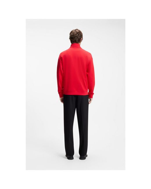 HUGO Red Relaxed-Fit Cotton Sweatshirt With Zip Neck for men