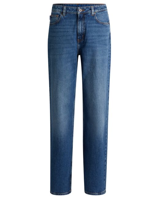 HUGO Lange Straight-fit Jeans Van Blauw Stretchdenim in het Blue