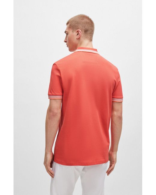 Boss Red Polo Shirt With Contrast Logo Details for men