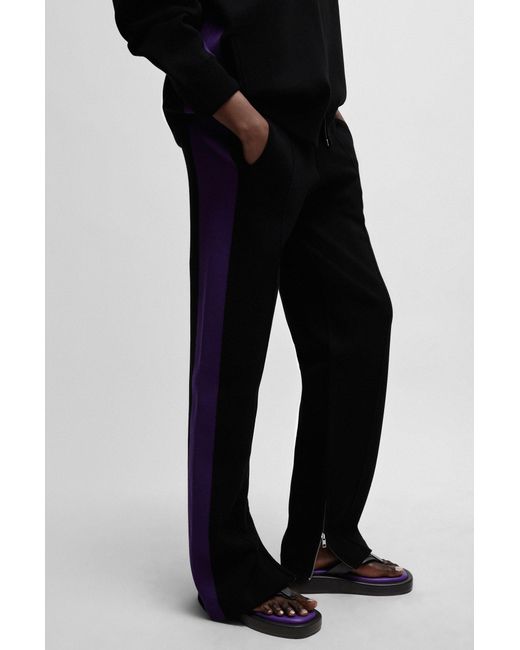 Boss Black Naomi X Knitted Trousers With Contrast Side Stripe