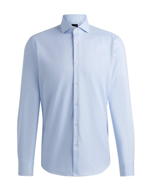 Boss Blue Regular-fit Shirt In Structured Easy-iron Stretch Cotton for men